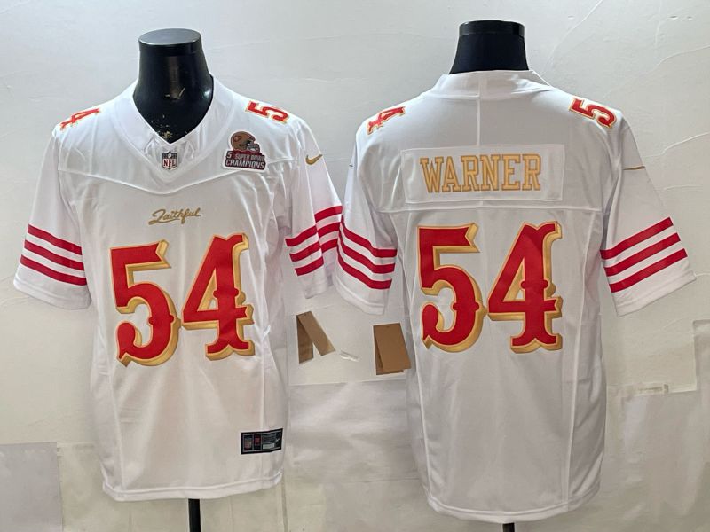 Men 2026 San Francisco 49ers #54 Warner White 5th generations Nike Limited NFL Jersey style 003